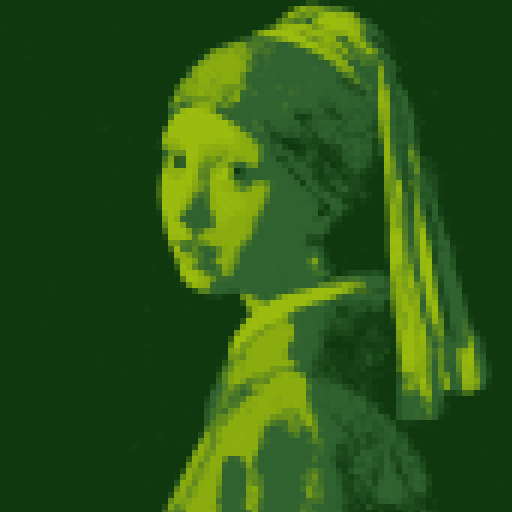 Imagem Gerada: Moça com Brinco de Pérola em Estilo GameBoy